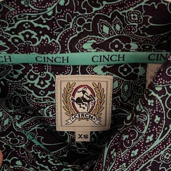 XS CINCH Men's Paisley Button-Down Shirt - Picture 4 of 5